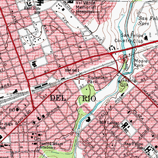 Topographic Map of Roosevelt Park, TX