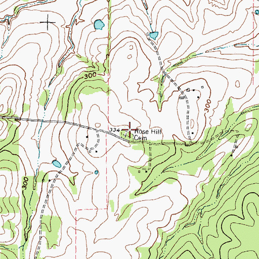 Topographic Map of Rose Hill Cemetery, TX