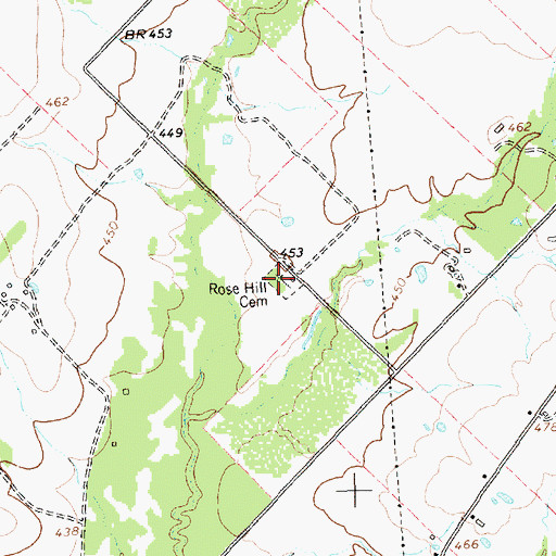 Topographic Map of Rose Hill Cemetery, TX