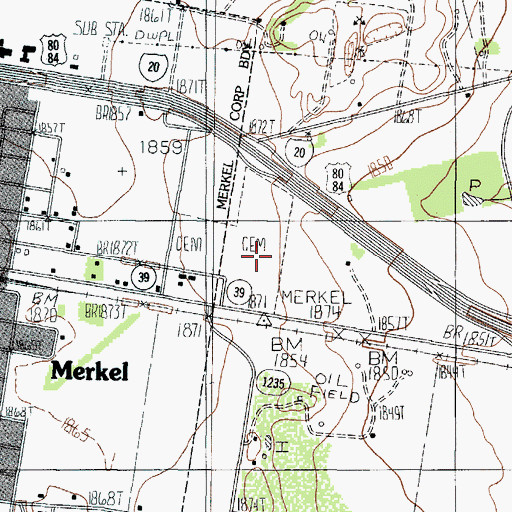 Topographic Map of Rose Hill Cemetery, TX