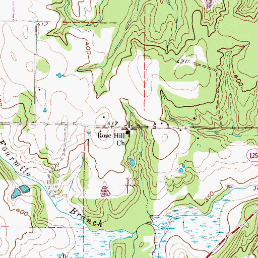 Topographic Map of Rose Hill Church, TX