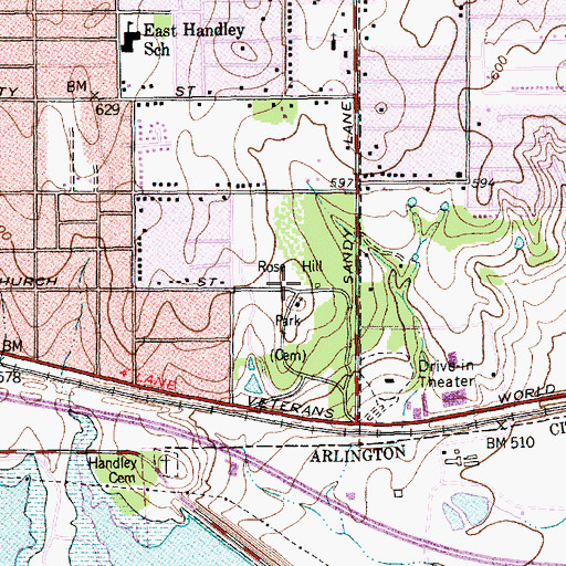 Topographic Map of Rose Hill Park, TX