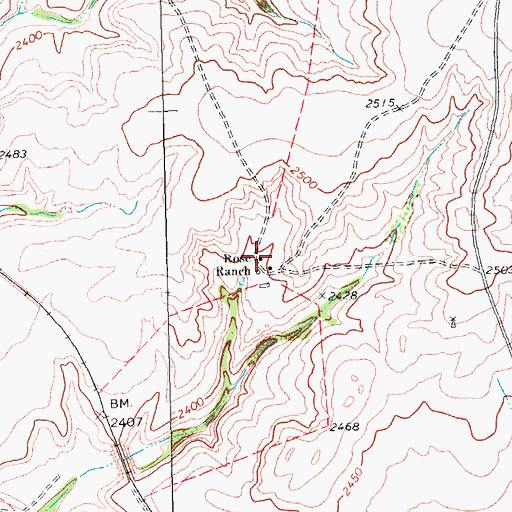 Topographic Map of Rose Ranch, TX