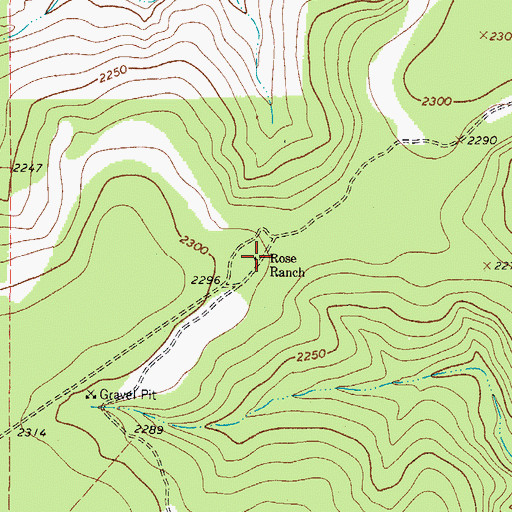 Topographic Map of Rose Ranch, TX