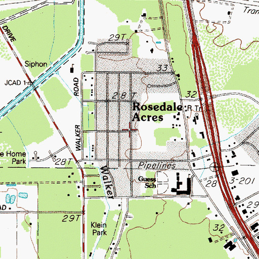 Topographic Map of Rosedale Acres, TX