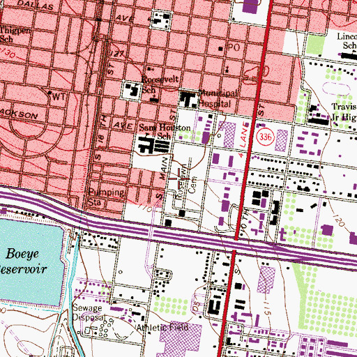Topographic Map of Roselawn Cemetery, TX