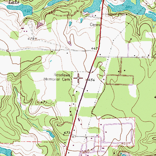 Topographic Map of Roselawn Memorial Cemetery, TX