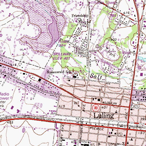 Topographic Map of Rosenwald School, TX