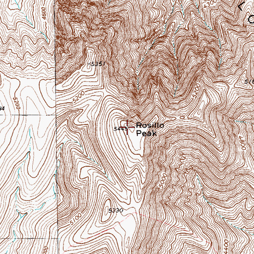 Topographic Map of Rosillo Peak, TX