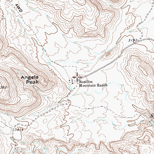 Topographic Map of Rosillos Mountain Ranch, TX