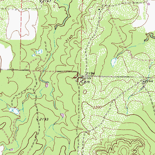 Topographic Map of Ross Cemetery, TX