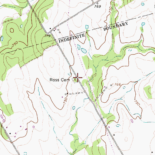 Topographic Map of Ross Cemetery, TX