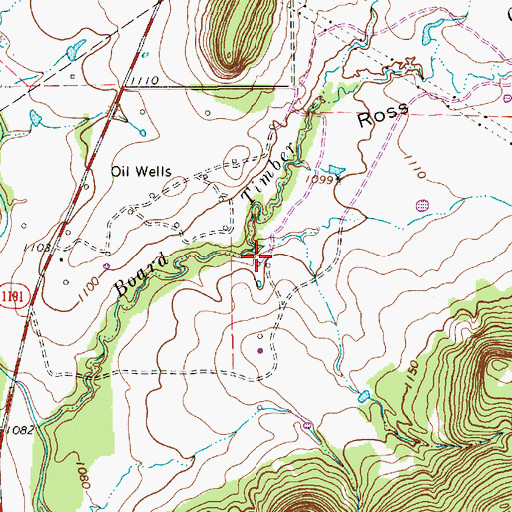 Topographic Map of Ross Valley, TX