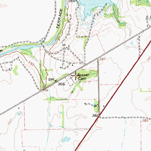 Topographic Map of Rosser Cemetery, TX