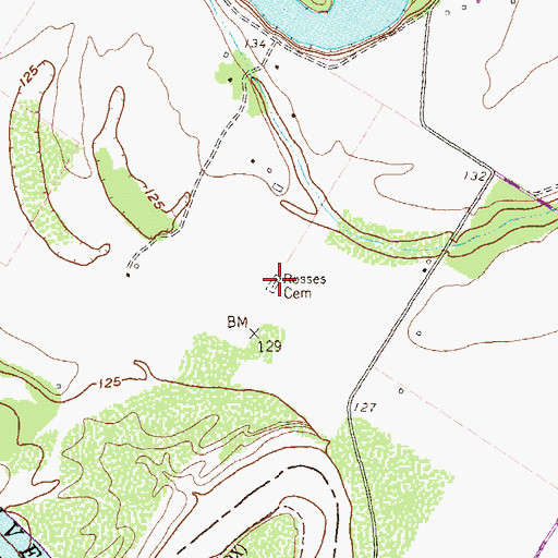 Topographic Map of Rosses Cemetery, TX