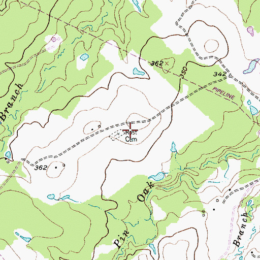 Topographic Map of Rost Cemetery, TX