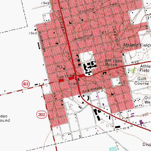 Topographic Map of Rotan, TX