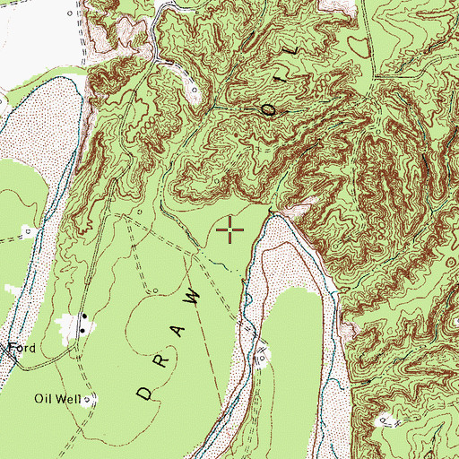 Topographic Map of Rough Draw Oil Field, TX