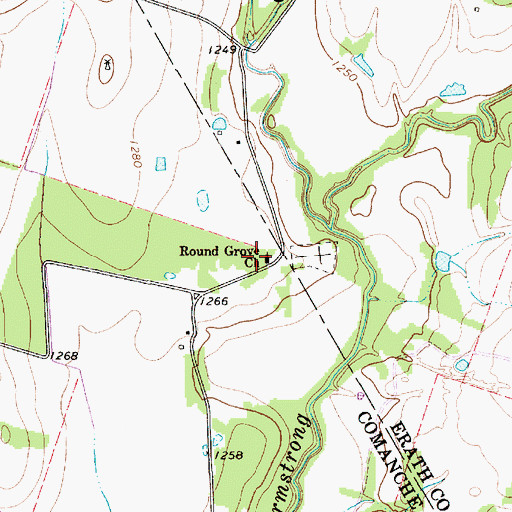 Topographic Map of Round Grove Church, TX
