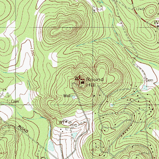 Topographic Map of Round Hill, TX