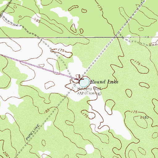 Topographic Map of Round Lake, TX