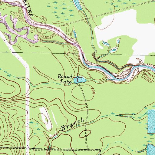 Topographic Map of Round Lake, TX