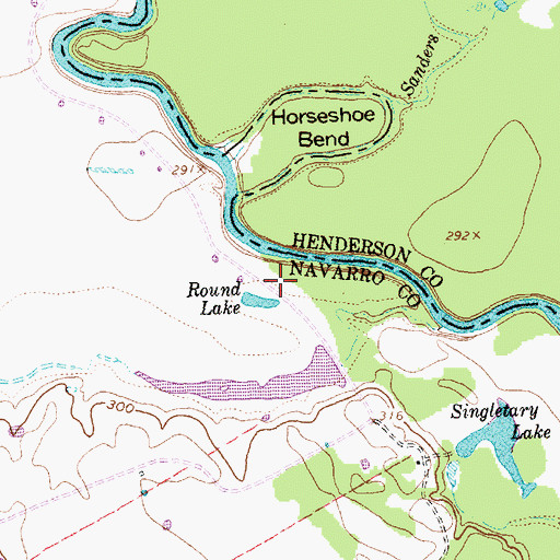 Topographic Map of Round Lake, TX