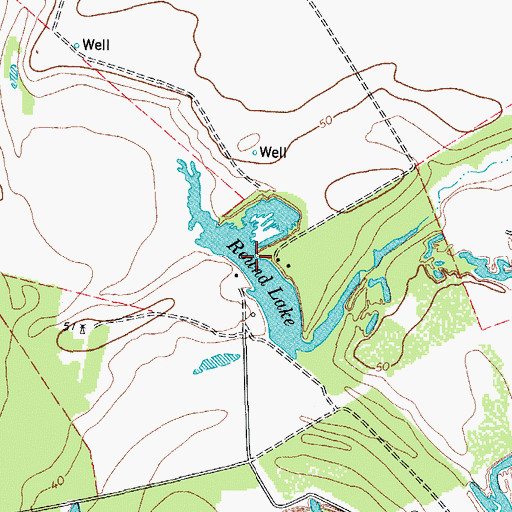 Topographic Map of Round Lake, TX