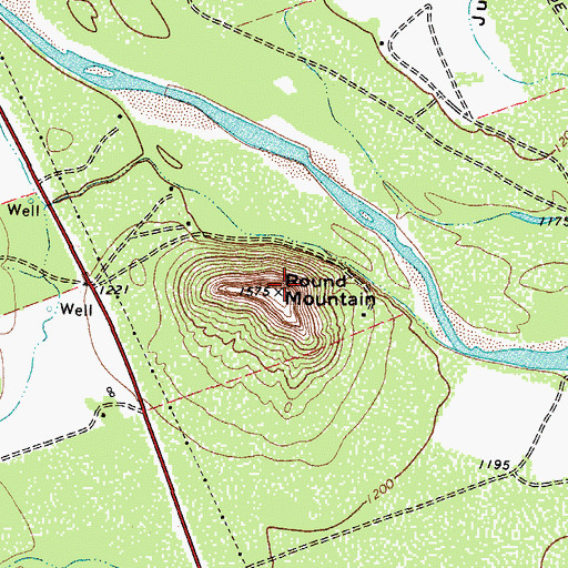 Topographic Map of Round Mountain, TX