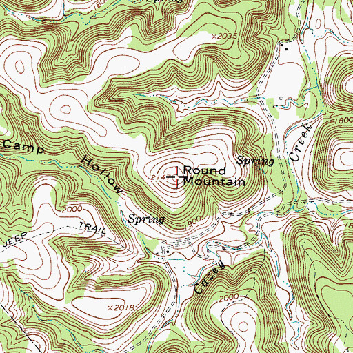Topographic Map of Round Mountain, TX