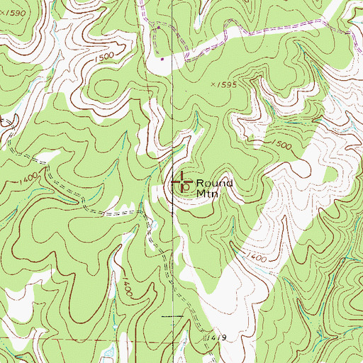 Topographic Map of Round Mountain, TX