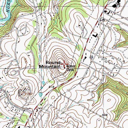 Topographic Map of Round Mountain, TX