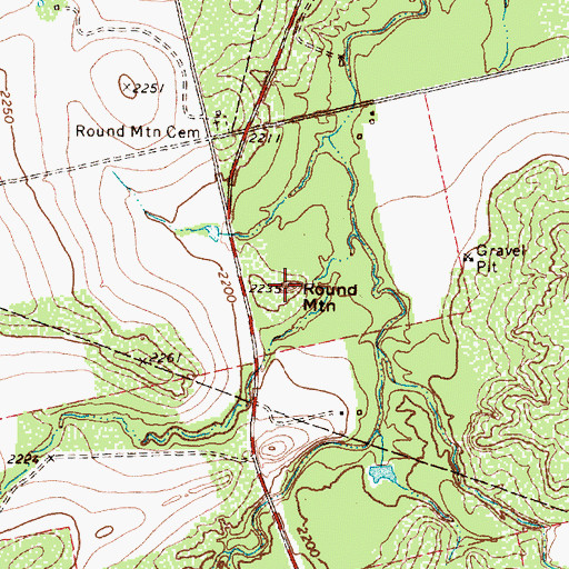 Topographic Map of Round Mountain, TX