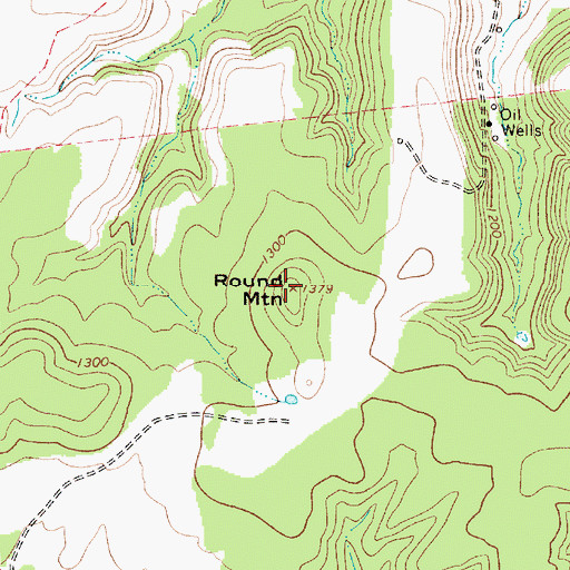 Topographic Map of Round Mountain, TX