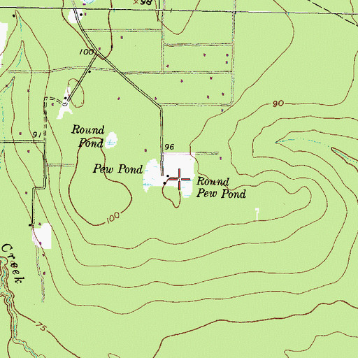Topographic Map of Round Pew Pond, TX