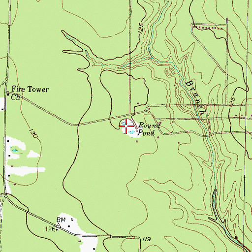 Topographic Map of Round Pond, TX
