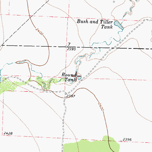 Topographic Map of Round Tank, TX
