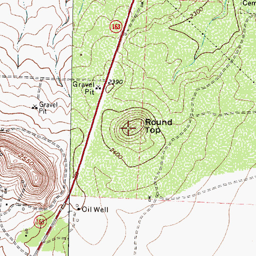 Topographic Map of Round Top, TX