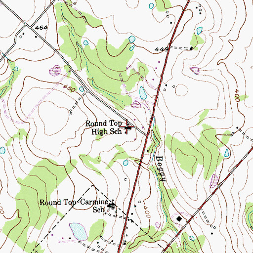 Topographic Map of Round Top High School, TX