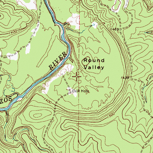 Topographic Map of Round Valley, TX