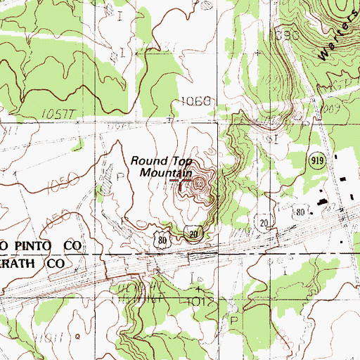 Topographic Map of Roundtop Mountain, TX