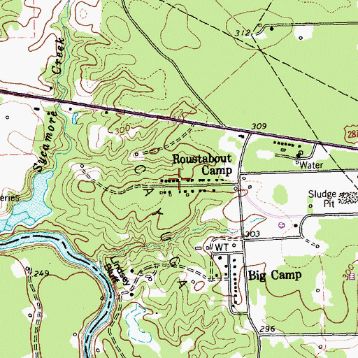 Topographic Map of Roustabout Camp, TX