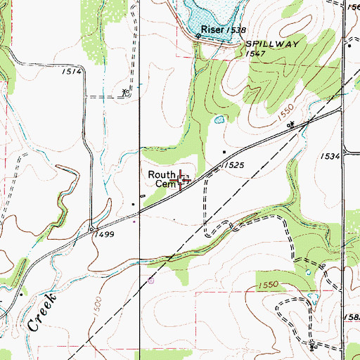 Topographic Map of Routh Cemetery, TX