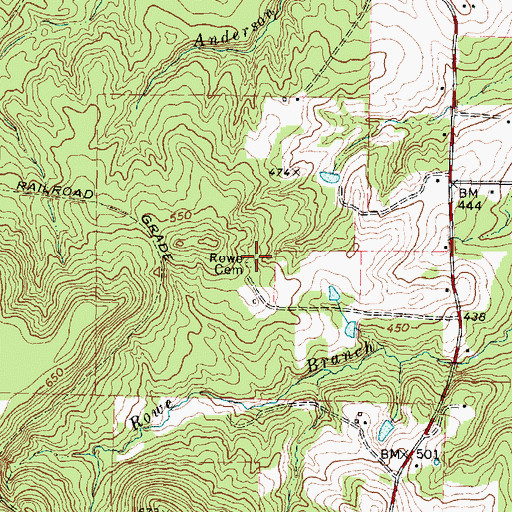 Topographic Map of Rowe Cemetery, TX