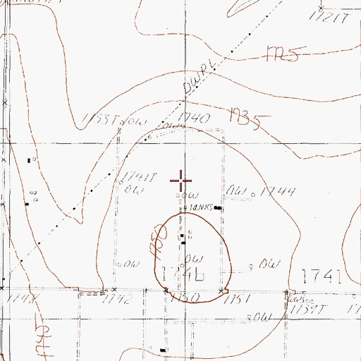 Topographic Map of Rowena Oil Field, TX