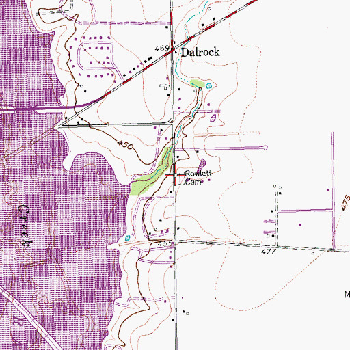 Topographic Map of Rowlett Cemetary, TX