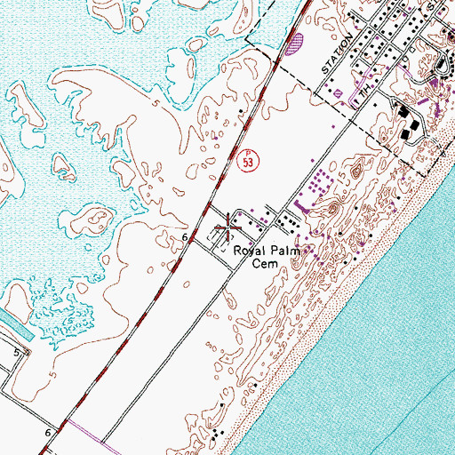Topographic Map of Royal Palm Cemetery, TX