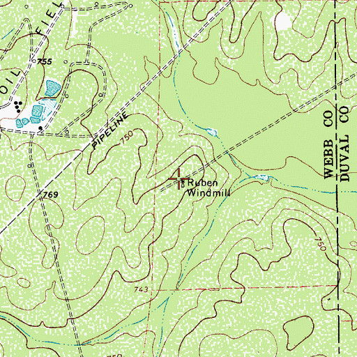 Topographic Map of Ruben Windmill, TX