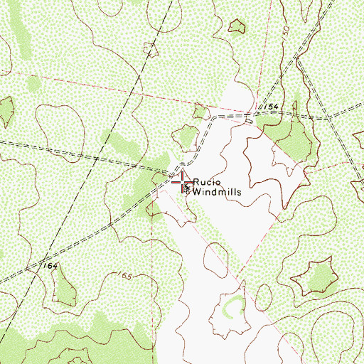 Topographic Map of Rucio Windmills, TX