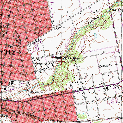 Topographic Map of Ruddick Park, TX